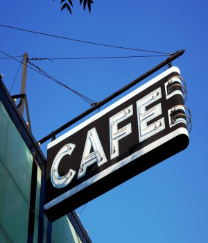 An example of a sign for a cafe that requires a zoning permit